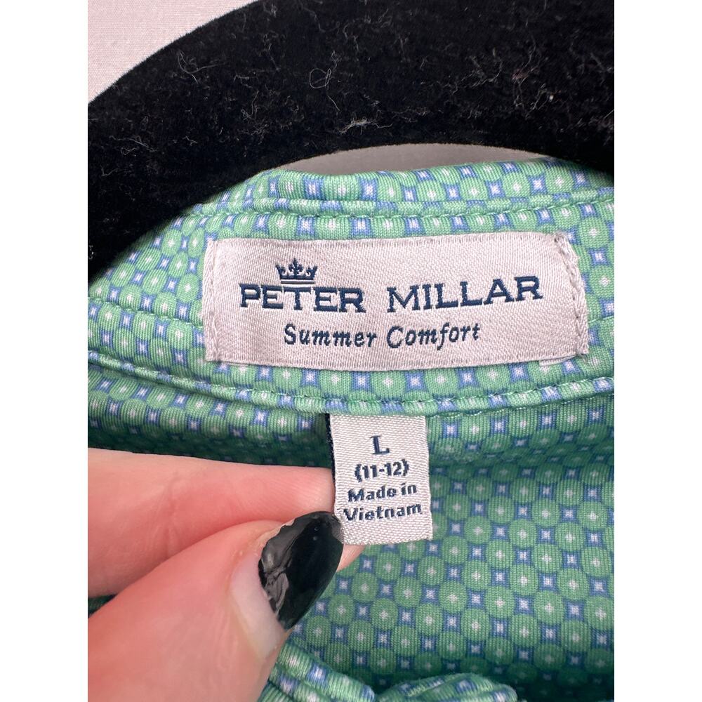 Peter Millar Polo Shirt Boys Large Green Summer Comfort Southern Pines - Picture 2 of 7